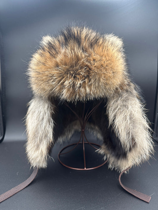 Coyote Trapper Style Hat (Muskrat Interior)