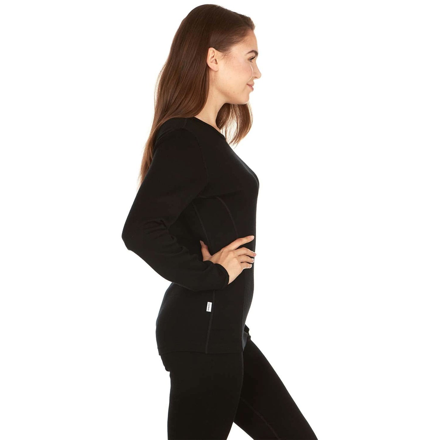 Heavyweight Women's Wool Crew Top Thermal Base Layer - 100% Merino Wool