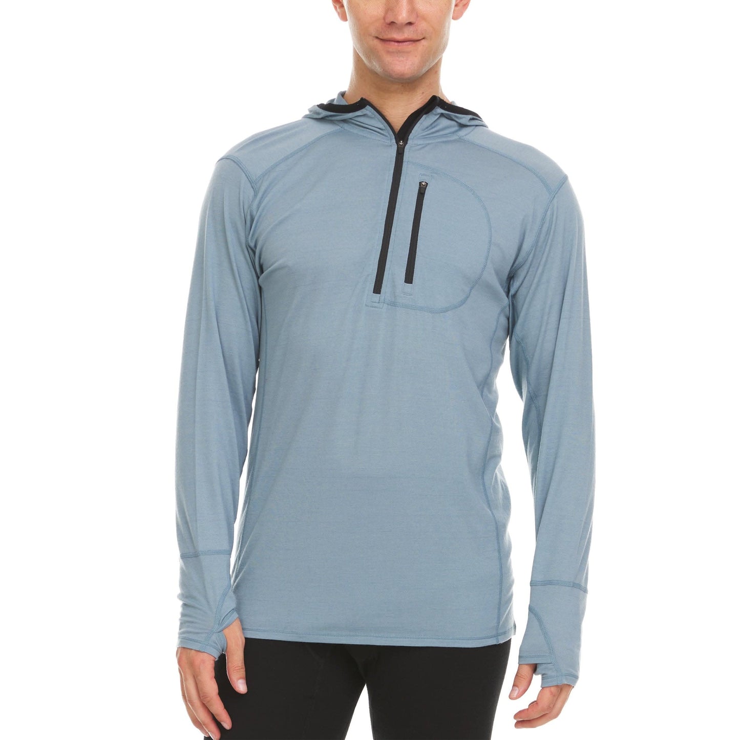 Men's Wool 1/4 Zip Merino Sun Hoodie - Microweight