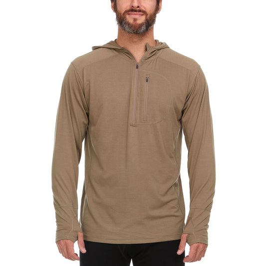 Men's Wool 1/4 Zip Merino Sun Hoodie - Microweight