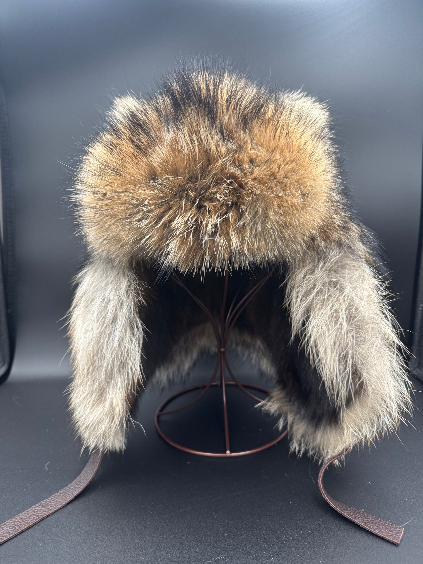 Coyote Trapper Style Hat (Muskrat Interior)