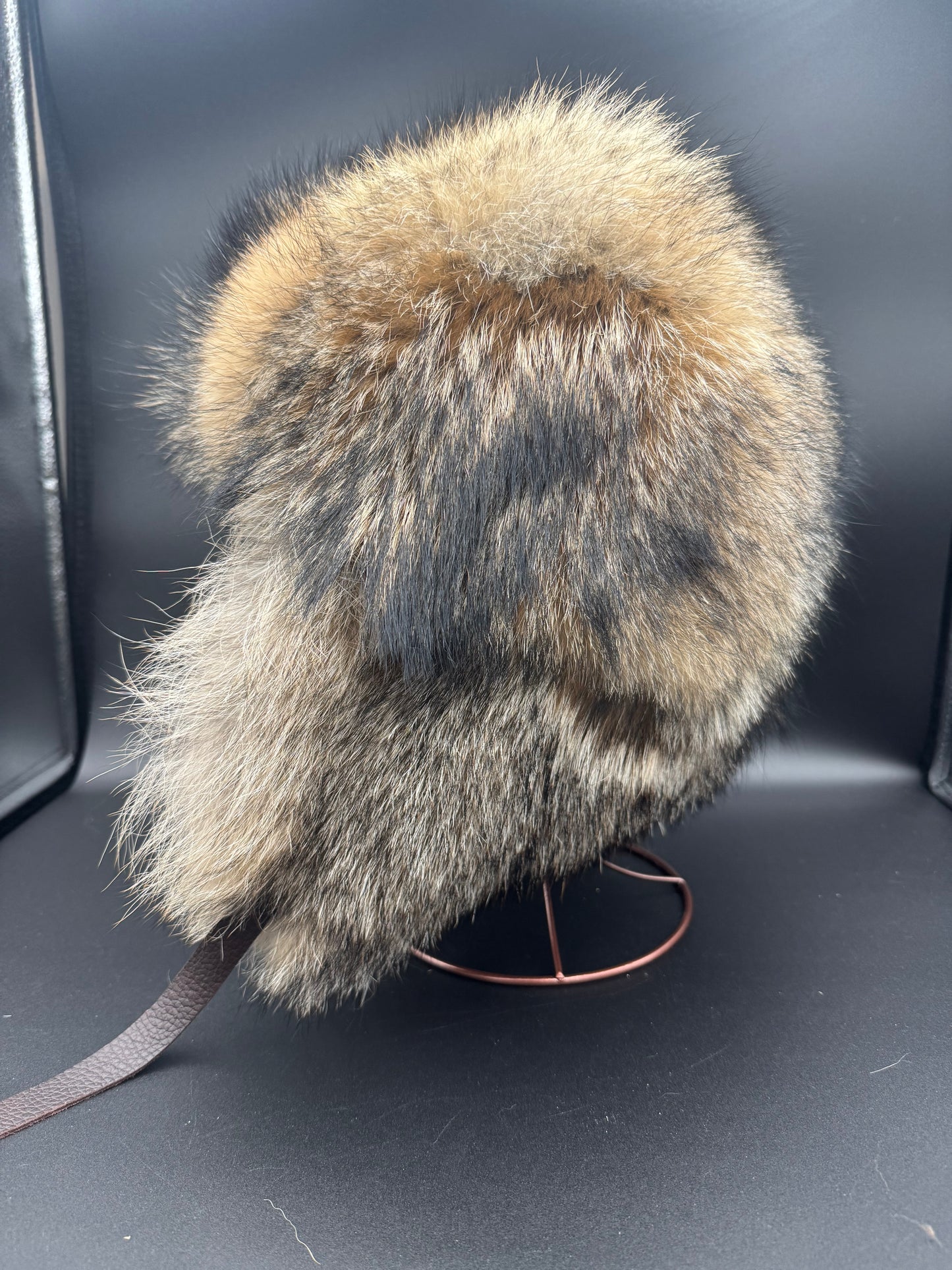 Coyote Trapper Style Hat (Muskrat Interior)