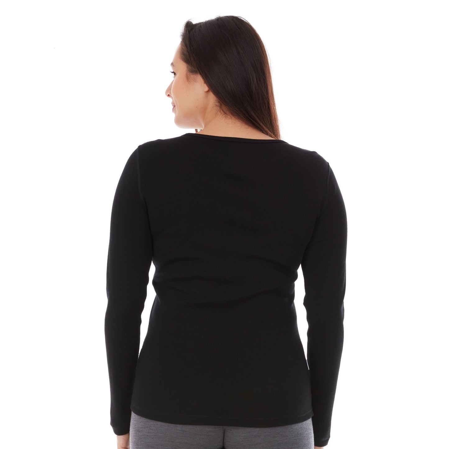 Midweight Women's Wool Crew Top -  100% Merino Wool