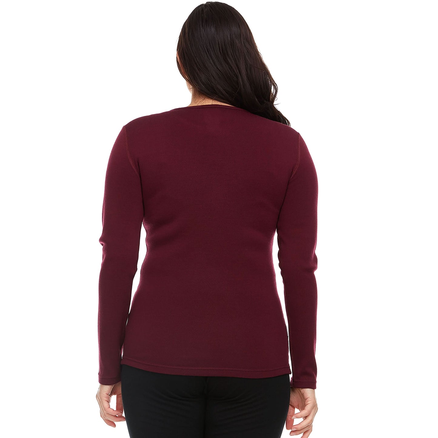 Heavyweight Women's Wool Crew Top Thermal Base Layer - 100% Merino Wool