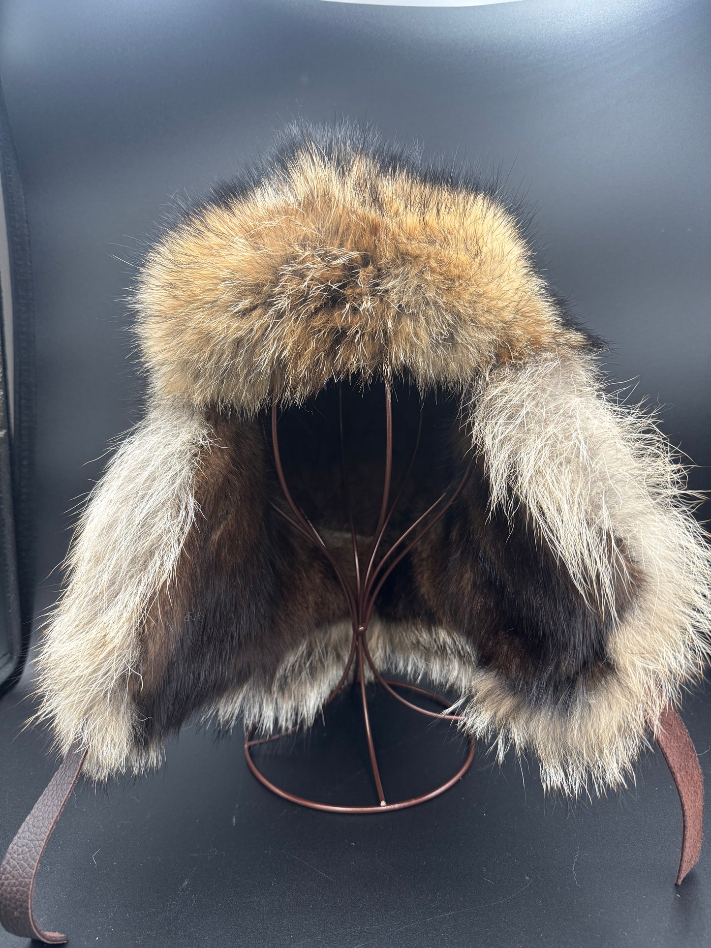 Coyote Trapper Style Hat (Muskrat Interior)